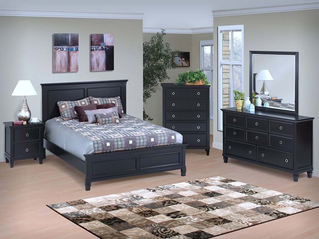 black dresser nightstand sets Velvet Black Glam 6-Piece Bedroom Set with LED Bed, Fireplace Dresser,  Mirror & Nightstand main image 0