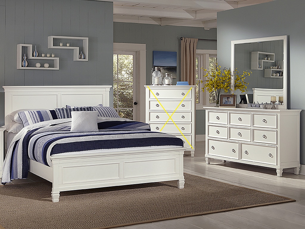 New Classic TAMARACK 3 Piece Set - Queen Bed, Dresser, Mirror - WHITE BB044W3PC