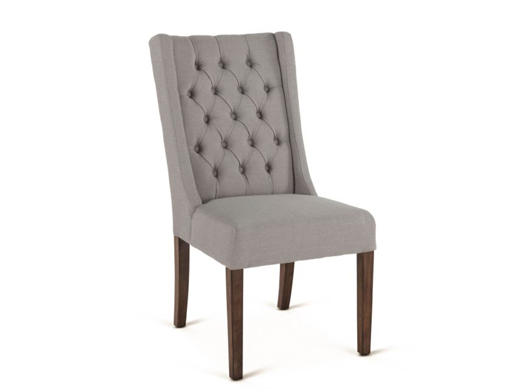 Home Trends & Design Lara Oxford Gray Linen Dining Chair with Weathered Teak Legs V706-LARA-OWG-WT