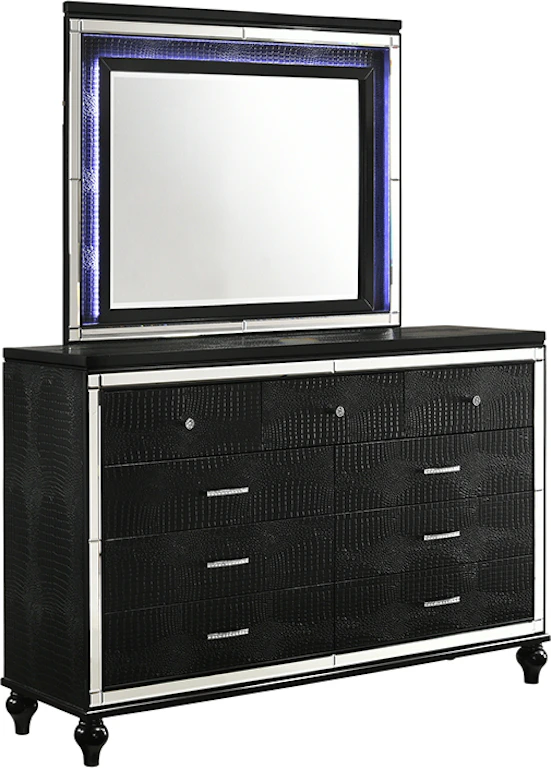 New Classic Bedroom VALENTINO 3 Piece Set - Queen Bed, Dresser, Lighted Mirror - BLACK BA96983PC New Classic Bedroom VALENTINO 3 Piece Set - Queen Bed, Dresser, Lighted Mirror - BLACK BA96983PC