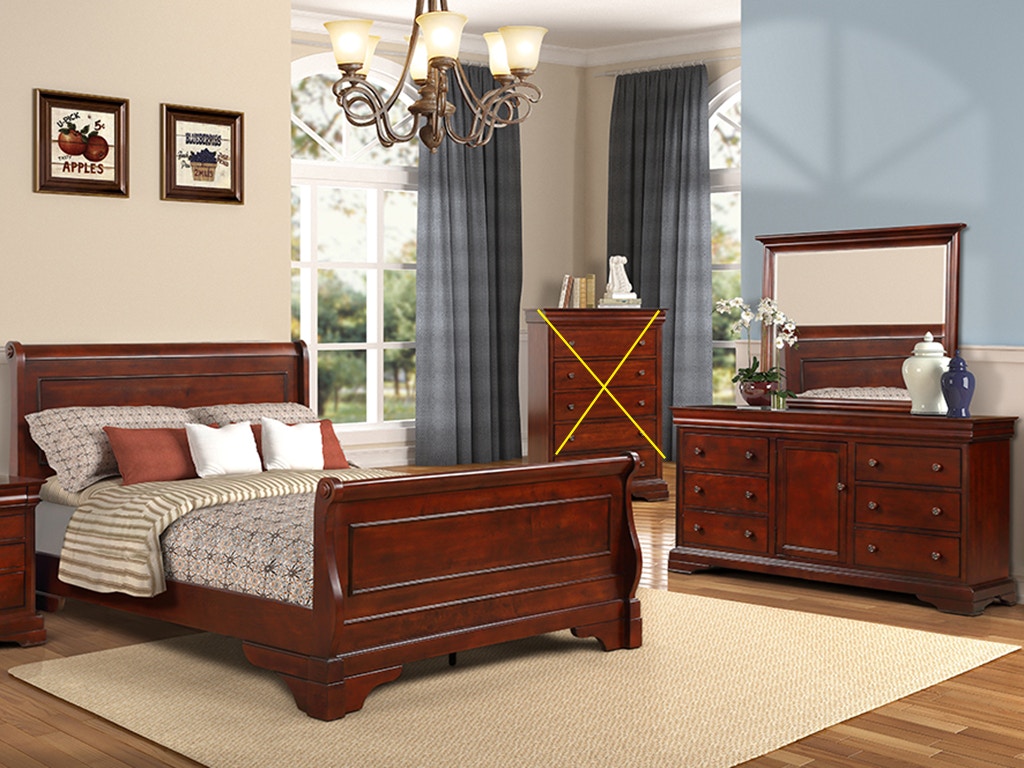 New Classic VERSAILLES 3 Piece Set - Queen Sleigh Bed, Dresser, Mirror - BORDEAUX BH10403PC
