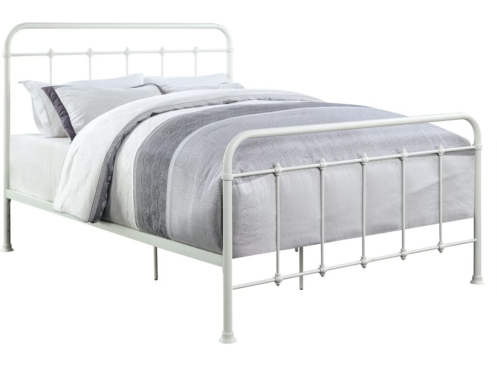 Accentrice Home ACH Bedroom All-in-One Curved Queen Metal Bed - Cream DS-2645-290-3