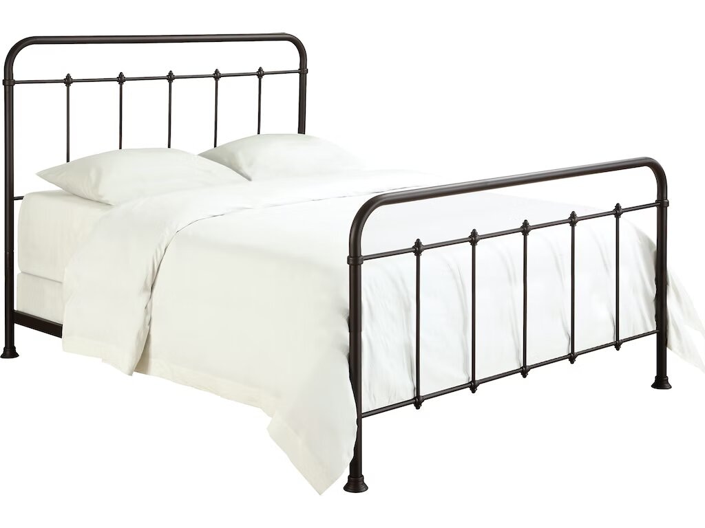 Accentrice Home ACH Bedroom Curved Corner Metal King Bed in Brown DS-2645-291