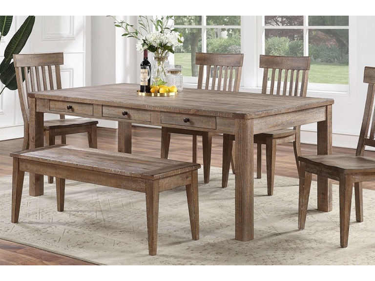 distressed wood dining room table