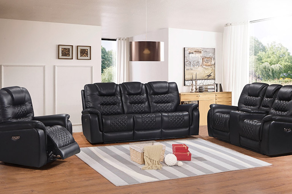 HomePlace Direct Room Top-grain leather motion recliner set with sofa, loveseat and