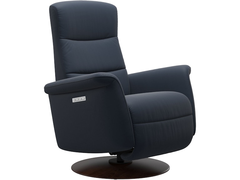 Oxford Blue Leather Stressless Leather Recliner Small Mike Recliner