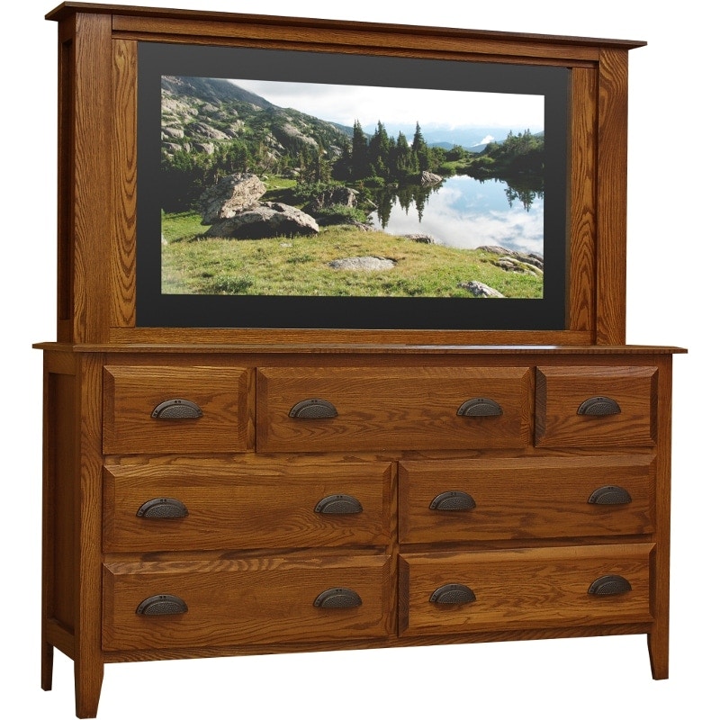 Tv on deals dresser with mirror