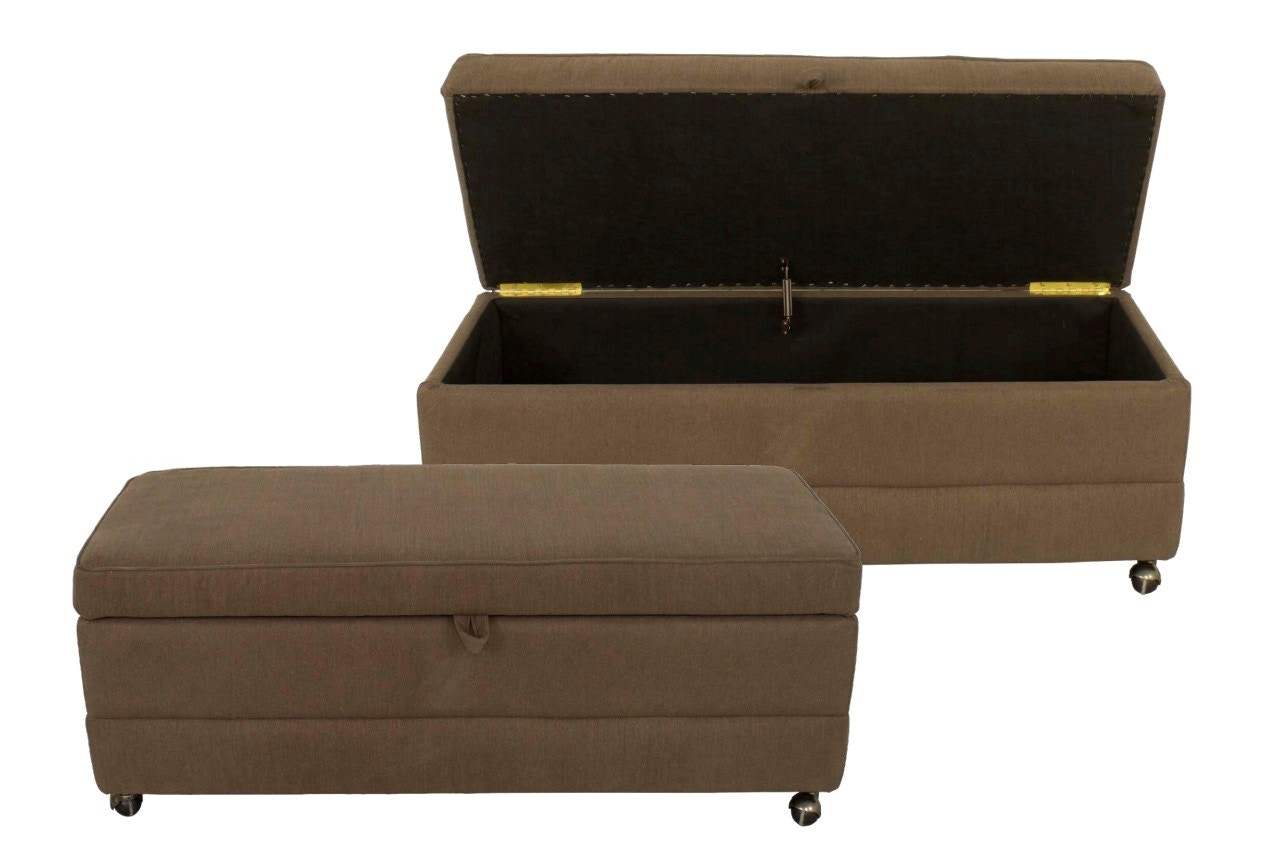 Best Craft Furniture Living Room Storage Bench Ottoman with Wheels