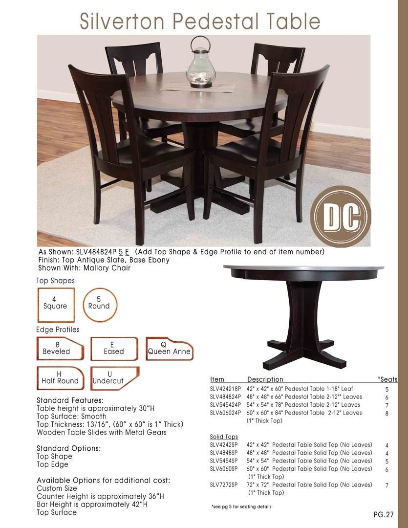 Door County Silverton Pedestal Table SLV484824P - King Furniture