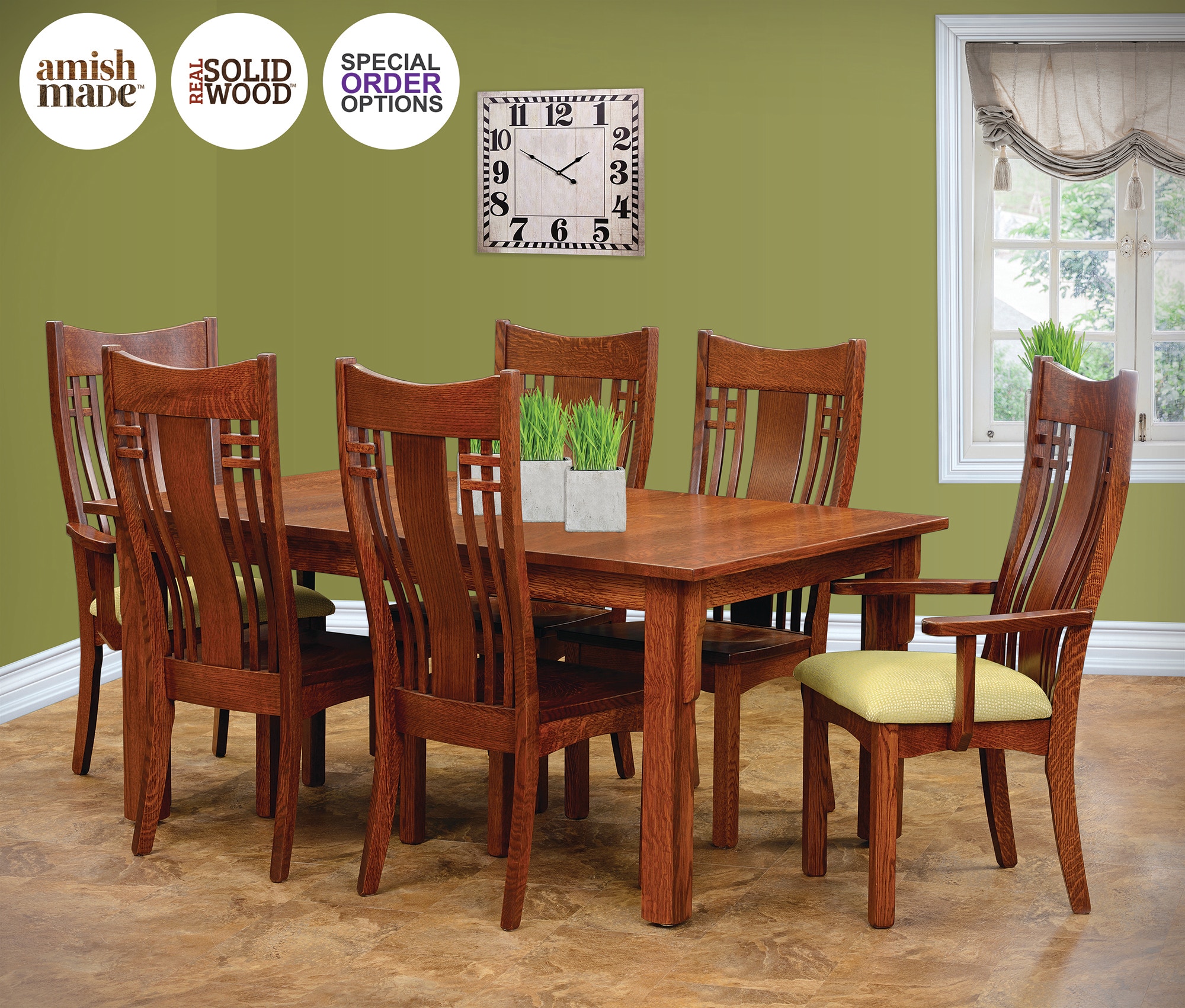 joey 7 piece solid wood dining set