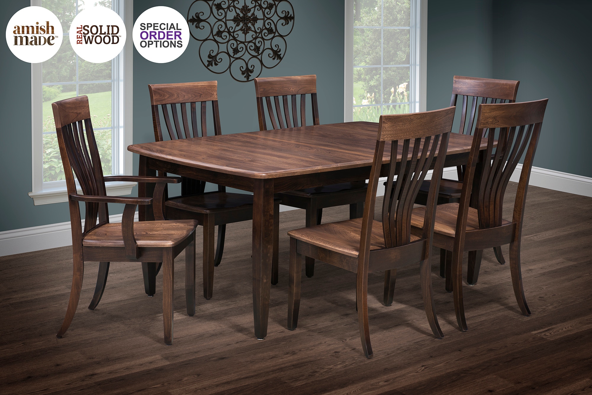 amish oak dining room table and chairs