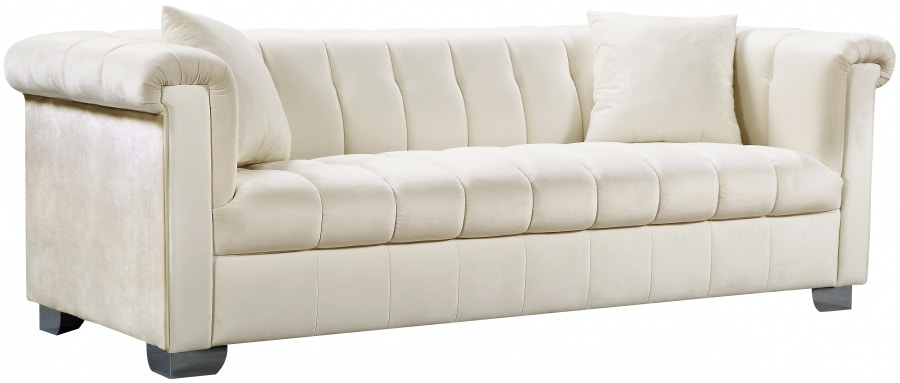 off white velvet sofa