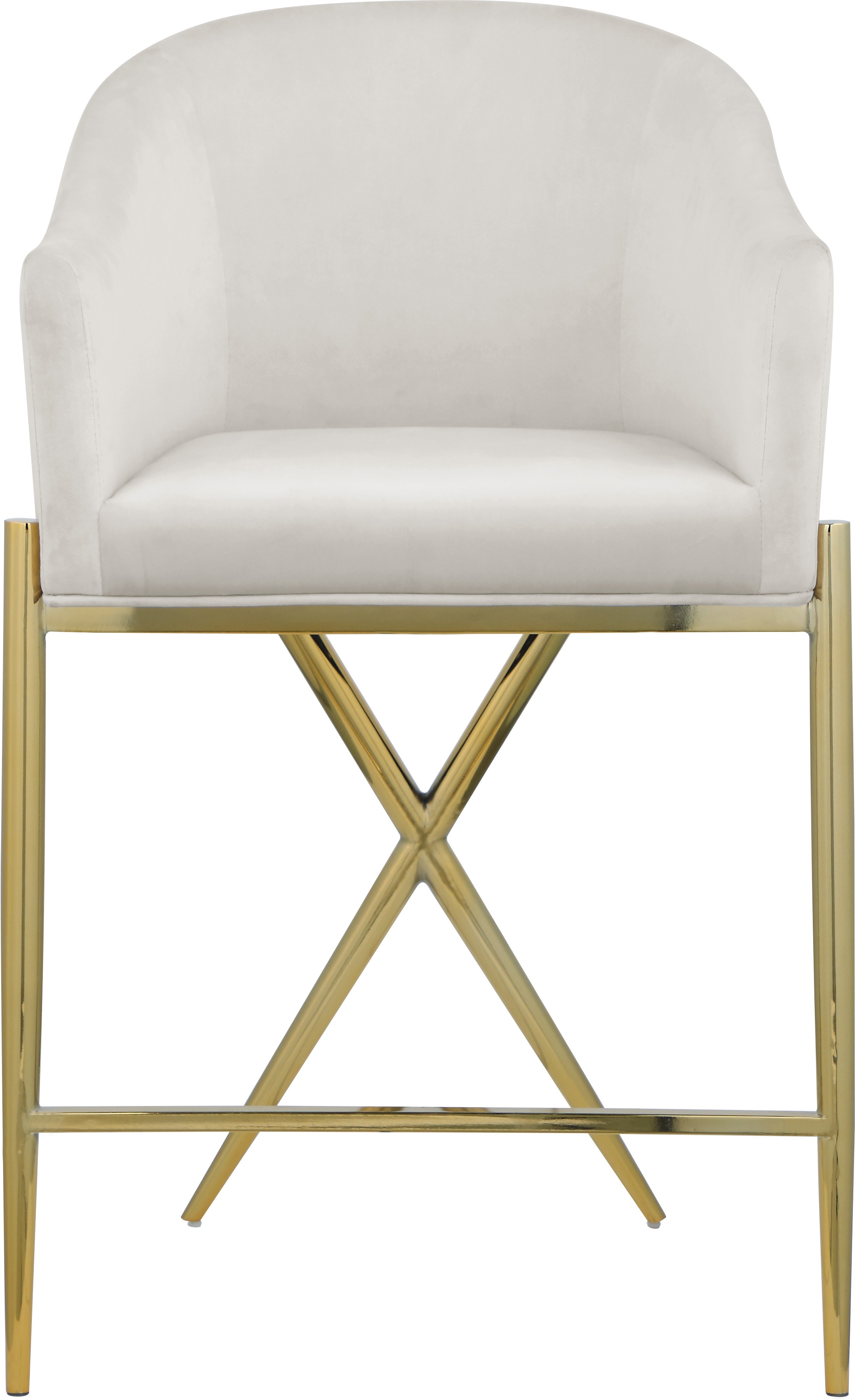 Navy Meridian Furniture 866Navy-C Xavier Collection Velvet Upholstered Counter Stool with Sturdy Chrome Metal Legs 23.5 W x 22.5 D x 38 H