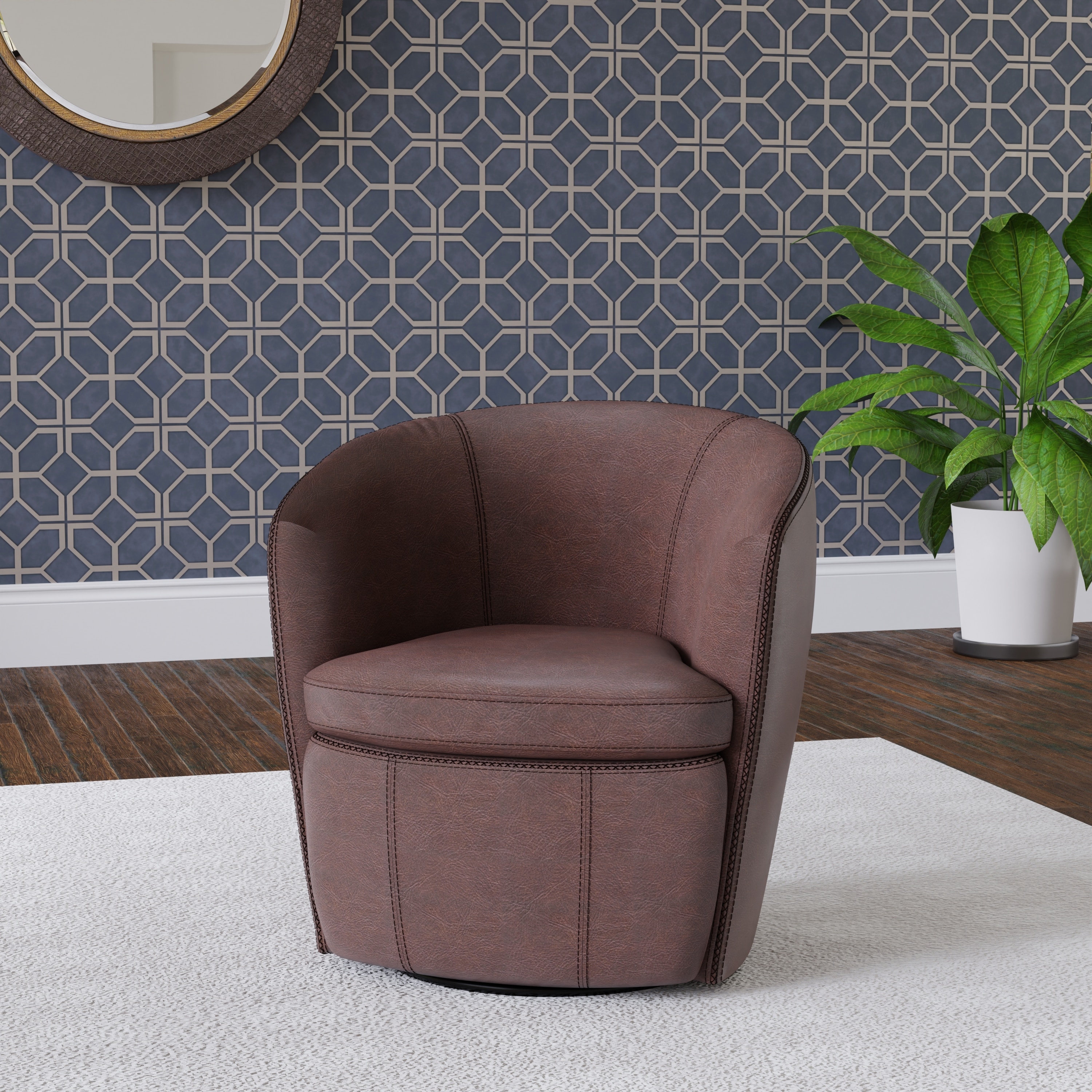 Parker House BAROLO - VINTAGE BROWN SWIVEL CLUB CHAIR 