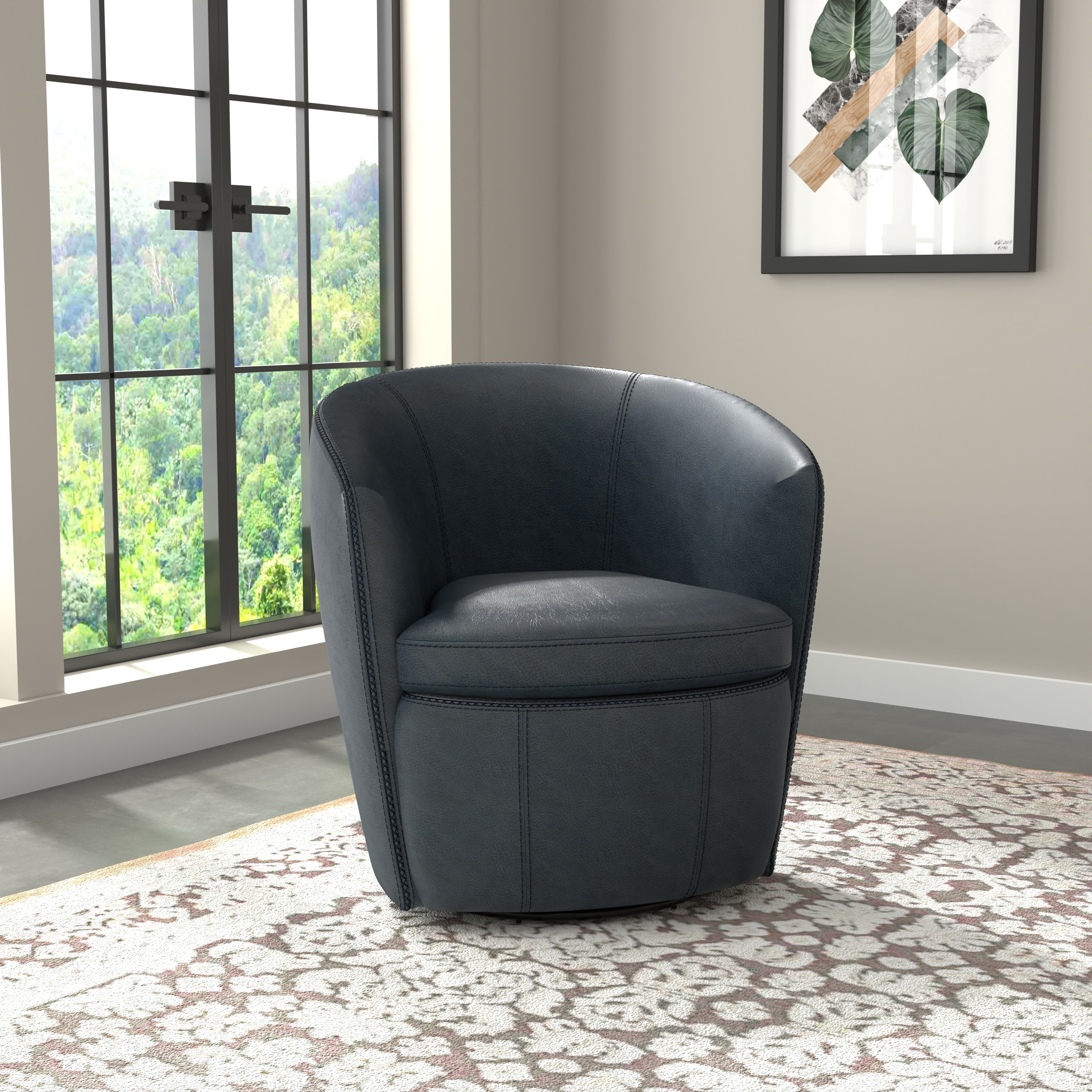 Parker House BAROLO - VINTAGE NAVY SWIVEL CLUB CHAIR 