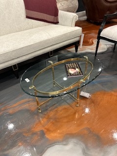 Maitland-Smith 8251-01 Polished brass with glass top Classic Cocktail Table