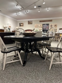 Zimmerman Chair Custom 60" Round Pedestal Table Solid Cherry 4 Dining Chairs Birdcage 60" Round Dining Set