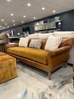 Taylor King FL2223-03 Combo Cover Leather/ Mohair Customizable Johanne Sofa