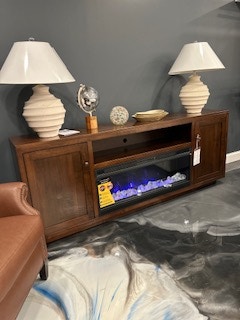 Maple Hill MW-8533F Custom Wood/ Custom Size Maywood TV Console w/ Fireplace