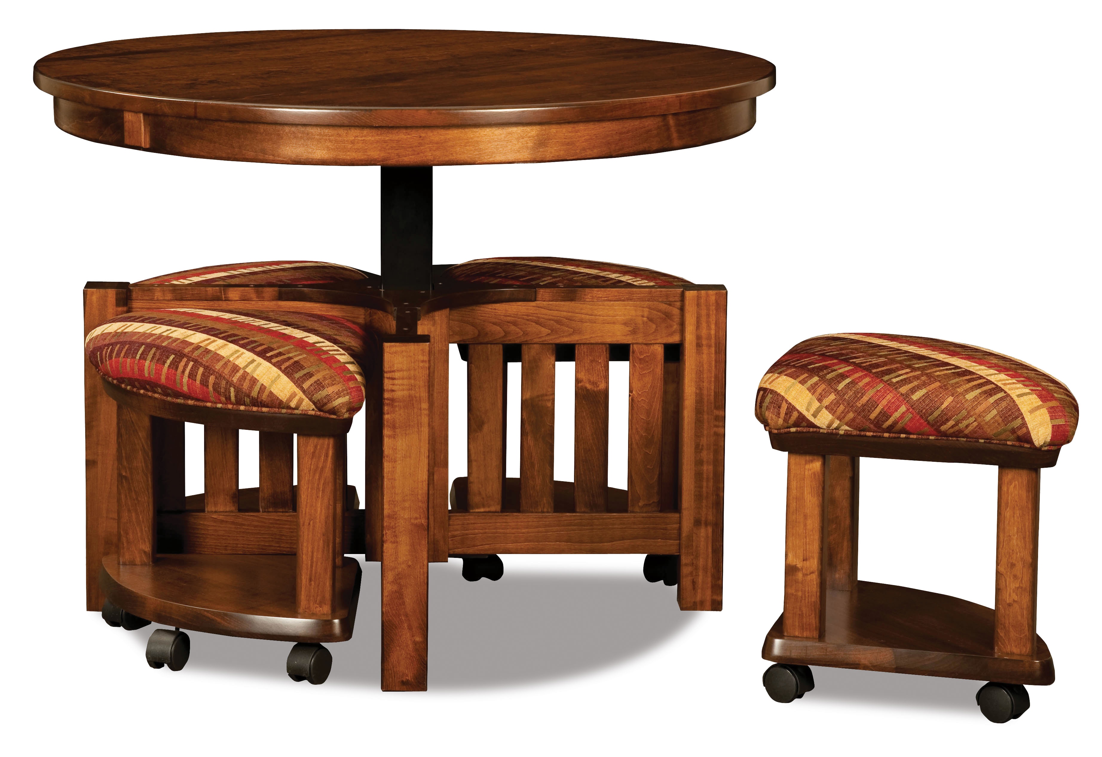  Five Piece Round Table Bench Set with Open Benches 