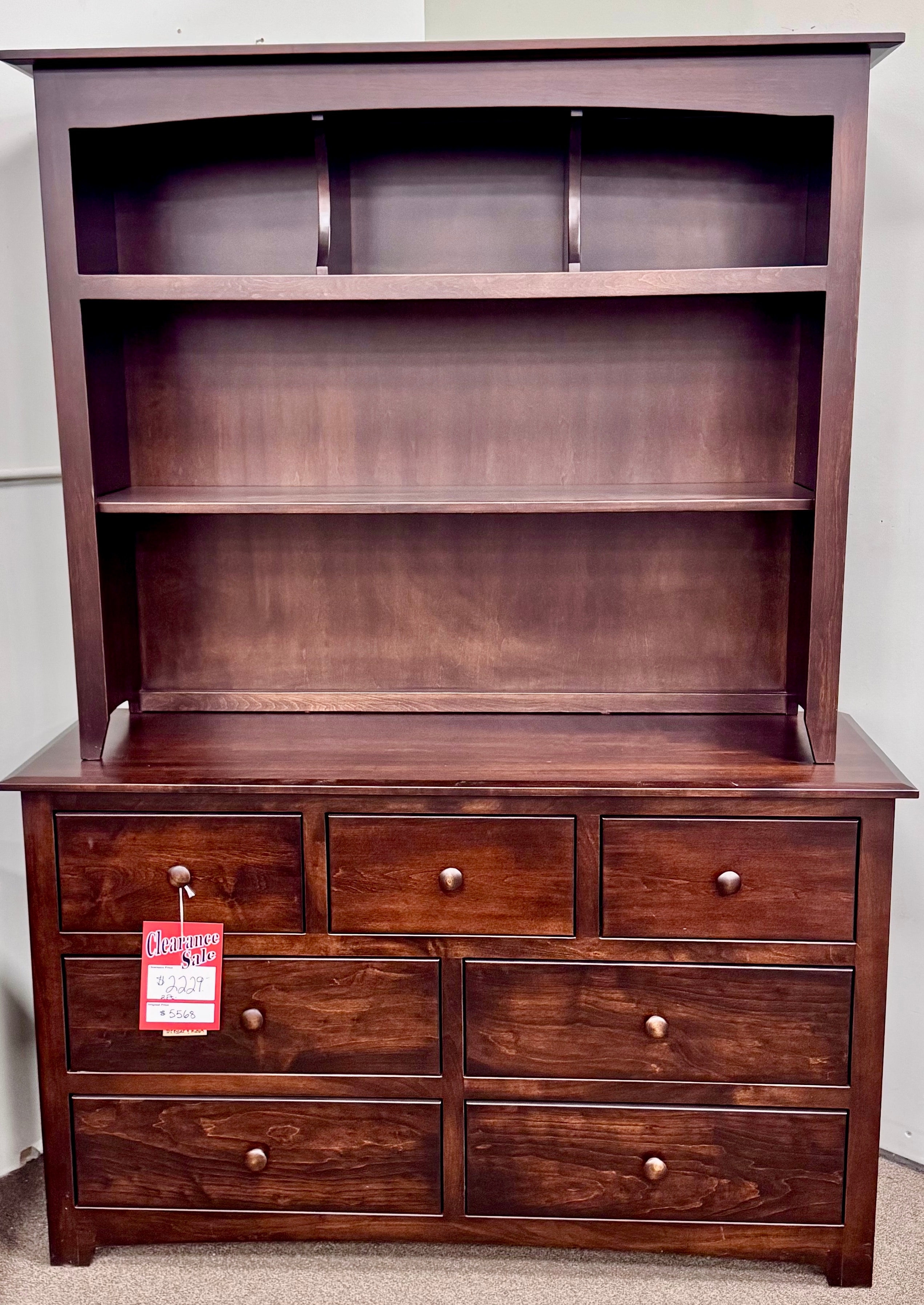  Monterey 7 Dwr Dresser w Hutch Top: Clearance $2229 