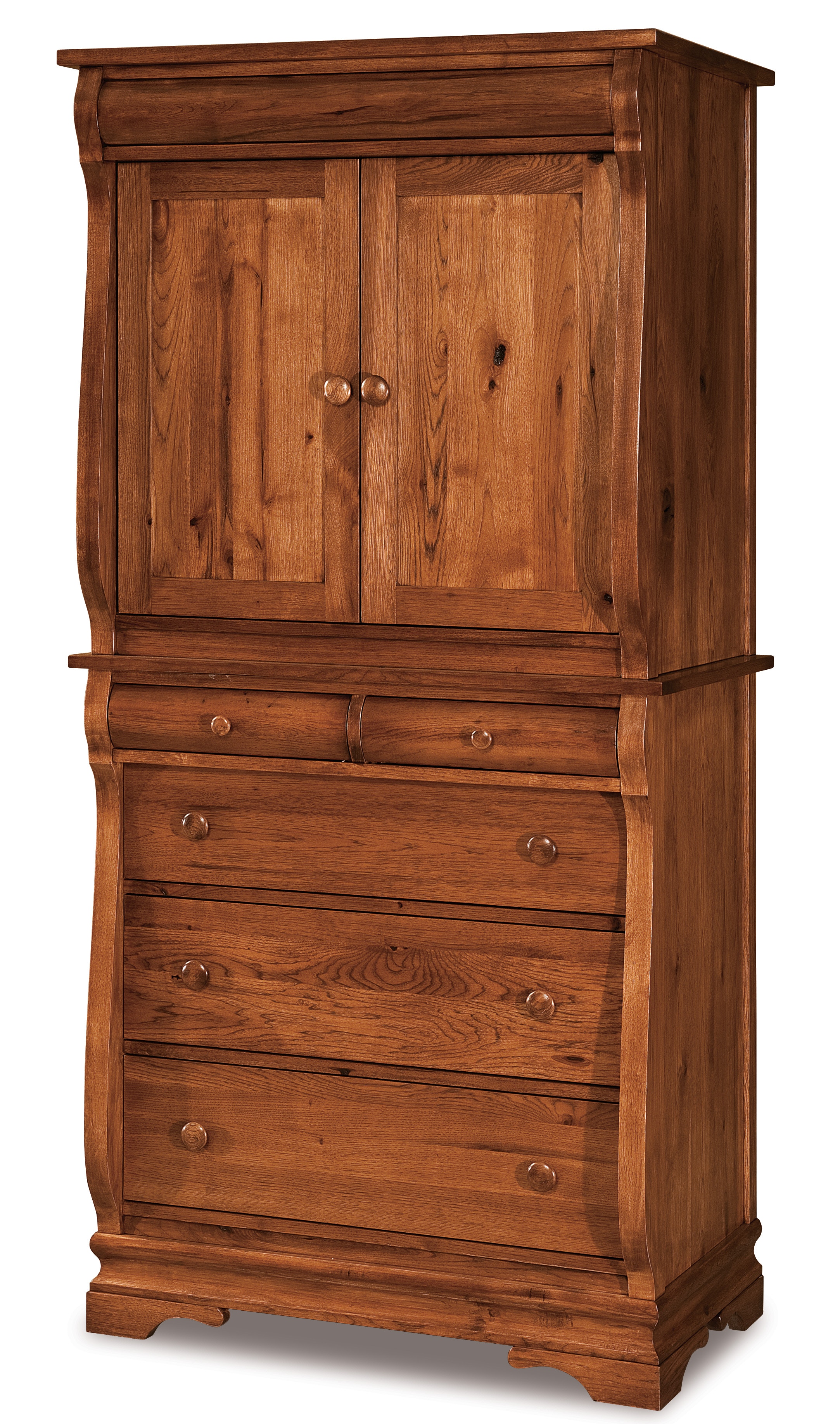  Chippewa Sleigh Armoire (2 piece) 5 Dw., 2 Dr., 2 Shelves 