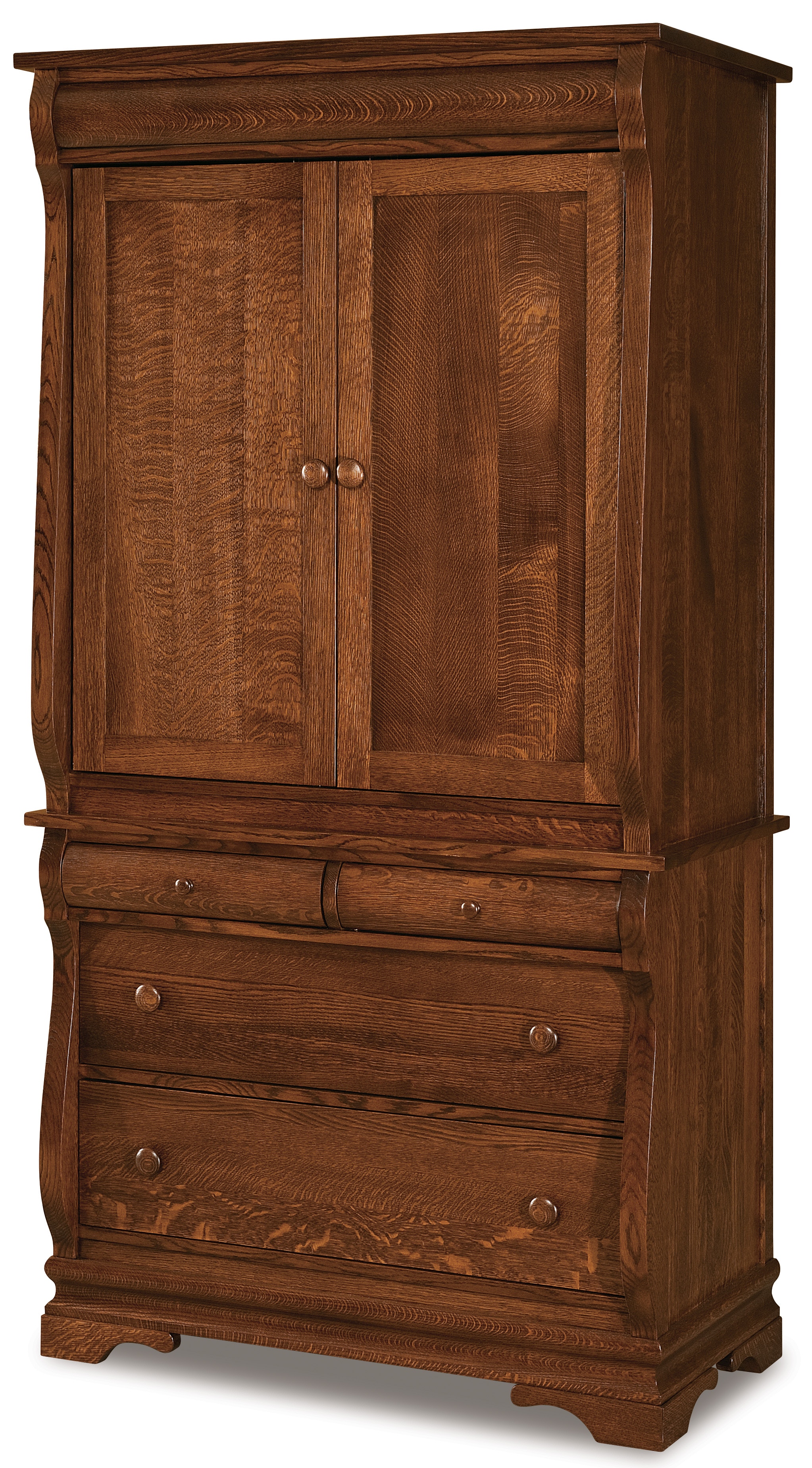  Chippewa Sleigh Armoire (2 Piece) 4 Dw., 2 Dr., 2 Shelves 