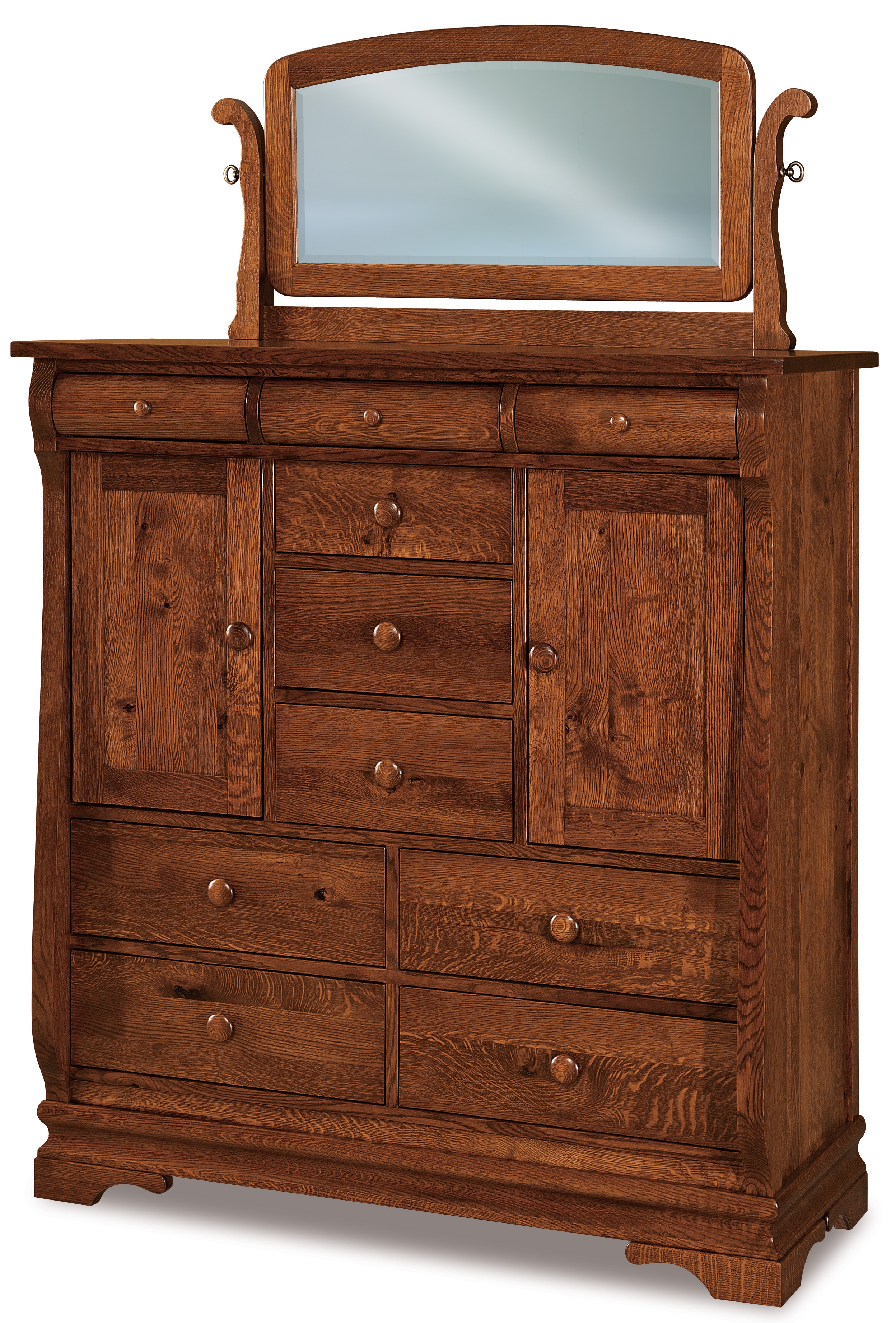  Chippewa Sleigh His & Her Chest 10 Dw., 2 Dr., 4 Shelves 