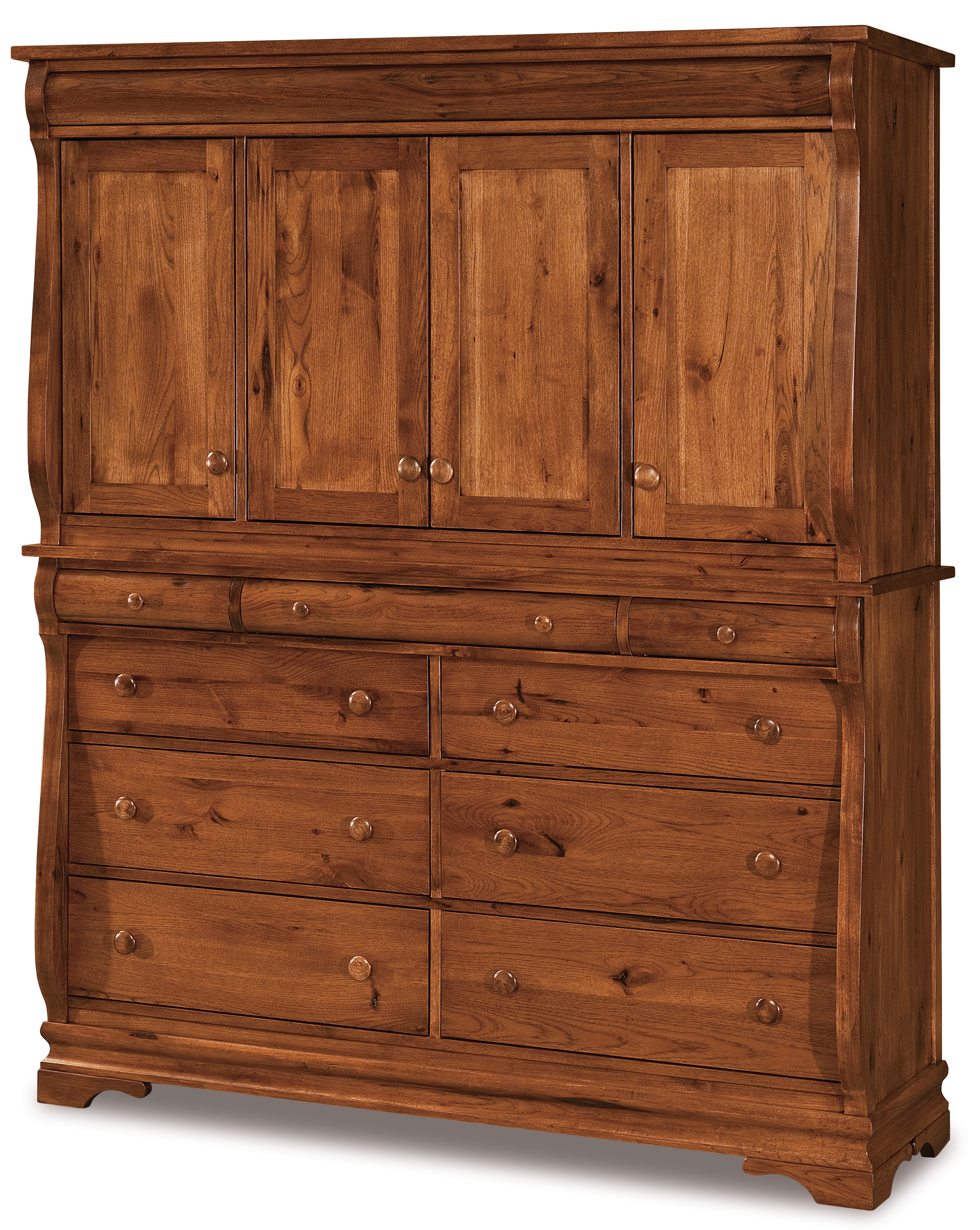  Chippewa Sleigh Mule Chest (2 piece) 9 Dw., 4 Dr., 6 Shelves 