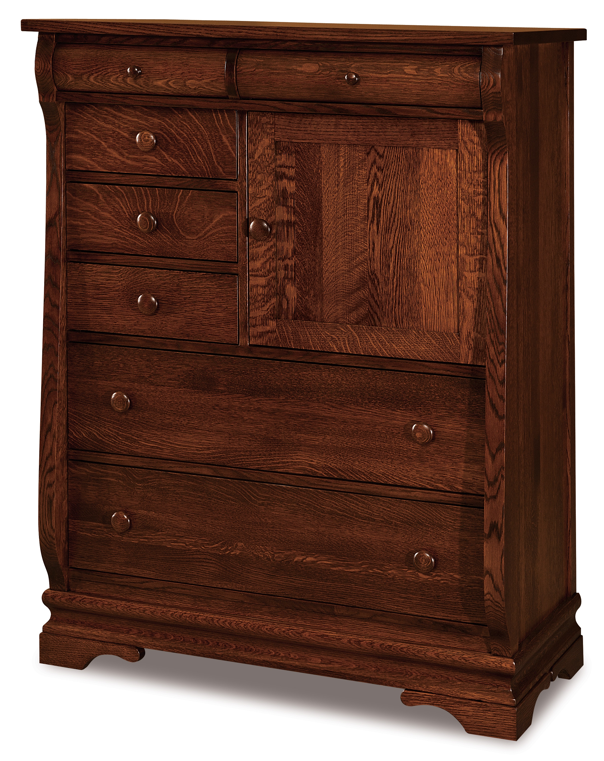  Chippewa Sleigh Gentleman’s Chest 7 Dw., 1 Dr., 2 Shelves 