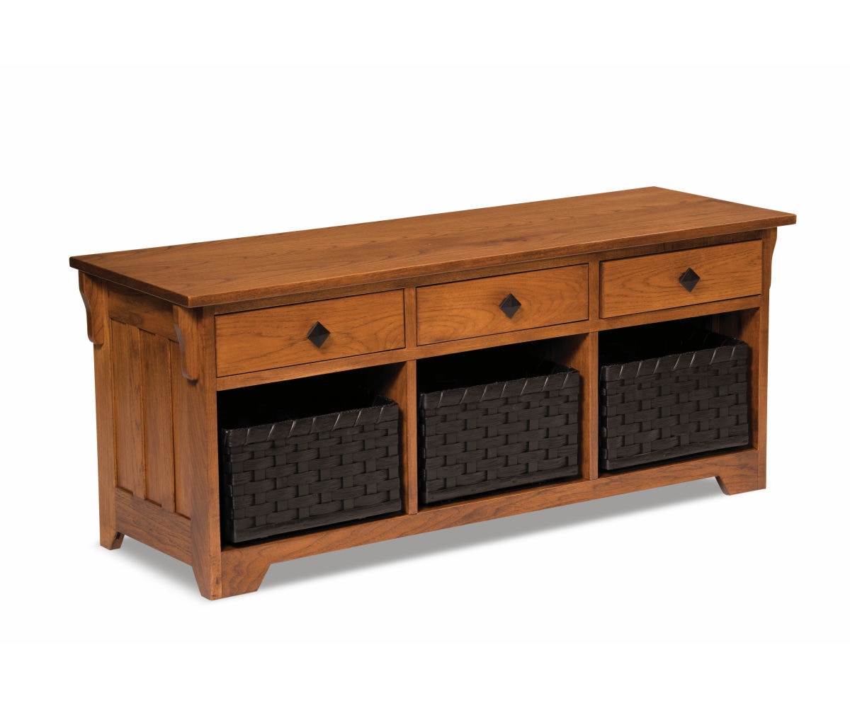  Lattice Weave Drawer Bench 