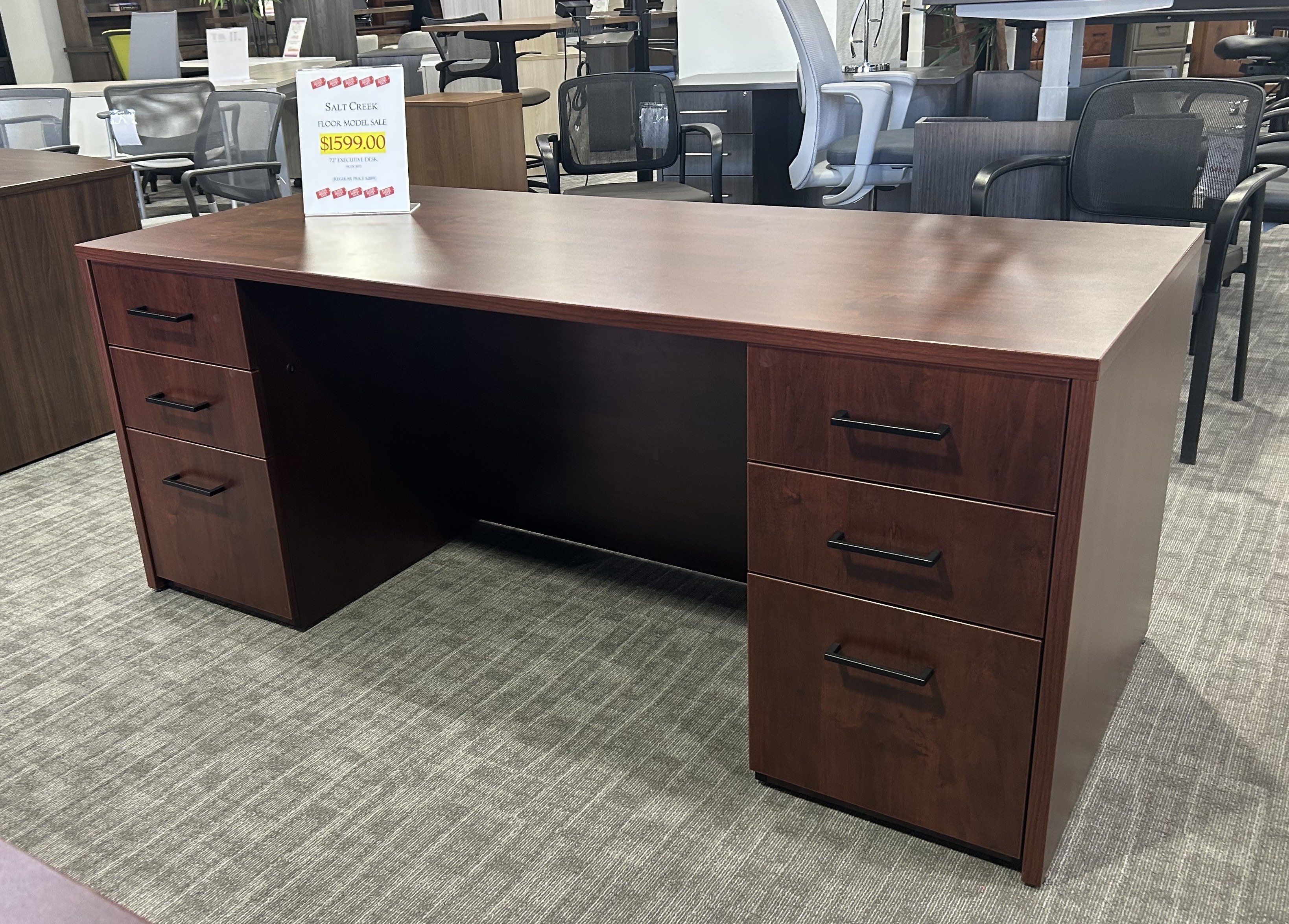 72" Executive Desk is regularly $2189, but our Scottsdale showroom floor model is now on sale for only $1599! It is in perfect shape but the CHESTNUT-72-DESK
