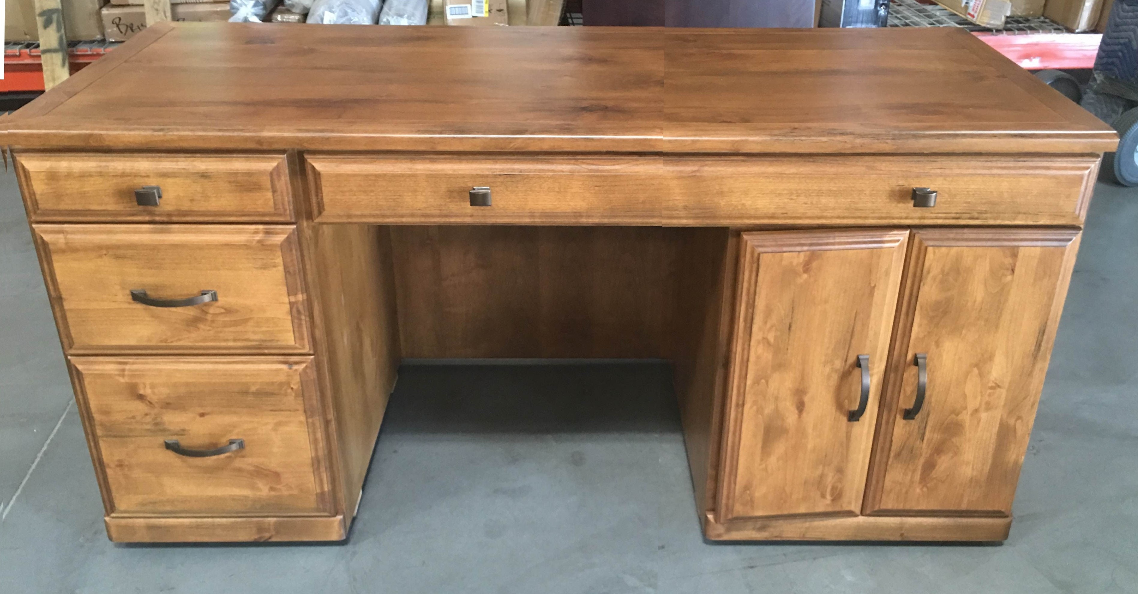  60" Slimline desk w/printer pull-out cabinet in Maple or Alder woods. Choice of 4 edge details, many stain colors, and a host of handles/kno SC-SLIMLINE60-PPO