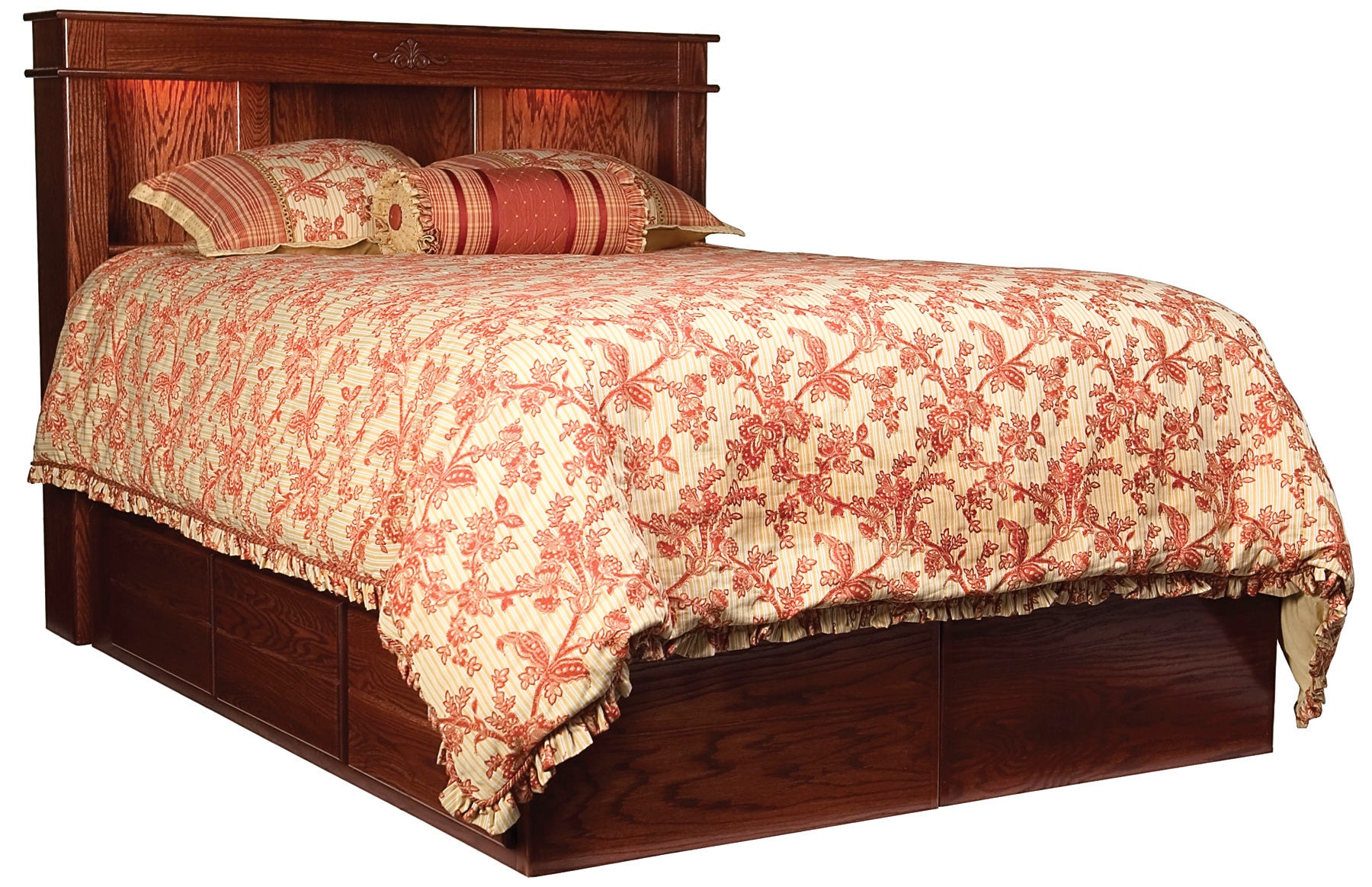 Solid Wood Bookcase Headboard Queen Willow Valley Bedroom Bookcase