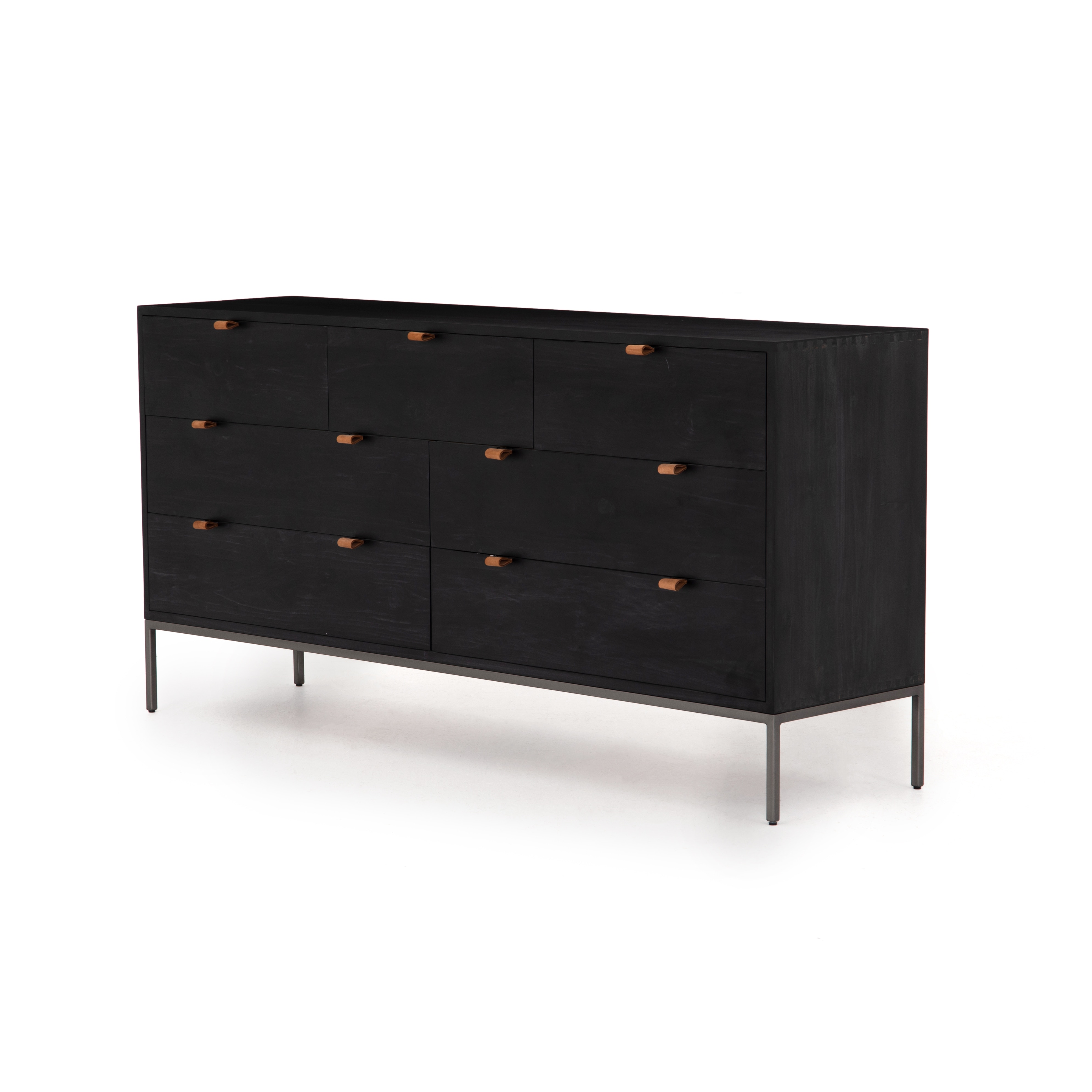 draw drawers Arm Bolero ネイビー Four Hands Trey 7 Drawer Dresser-Black Wash Poplar 108603