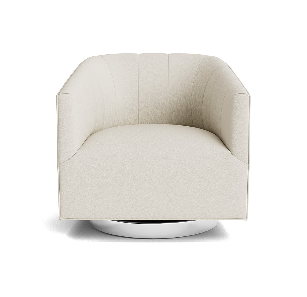  Cooper Studio Leather Channel Tufted Swivel Chair 