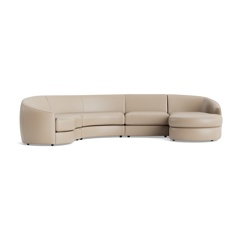 Giselle Leather Right 4-Piece Chaise Sectional 