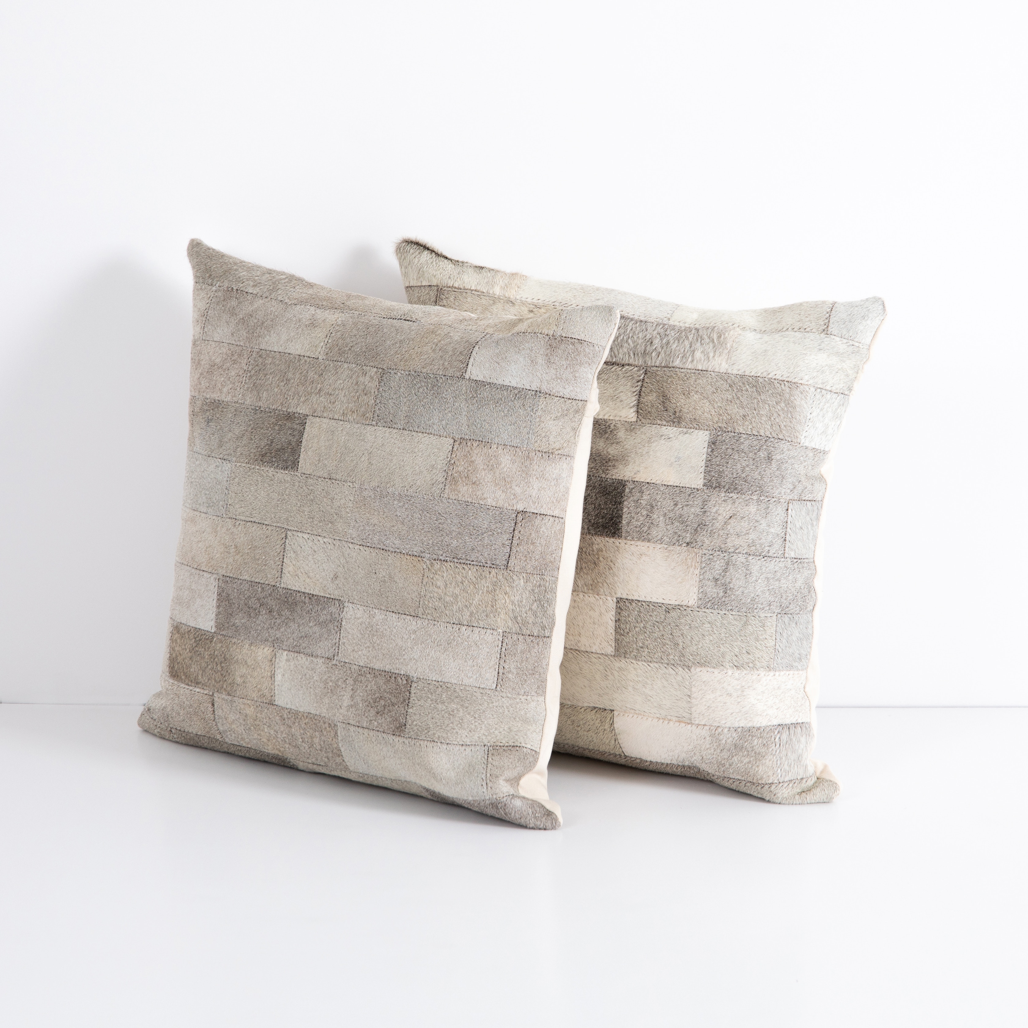  Hardwin Hide Pillow, Grey, Set Of 2 