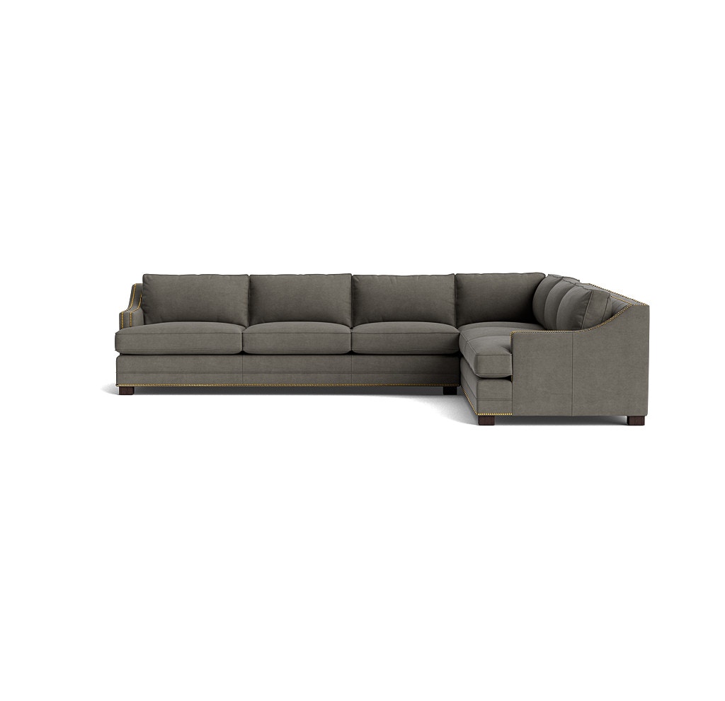  Keaton Slope Arm Leather Left Sectional w/Nailhead 