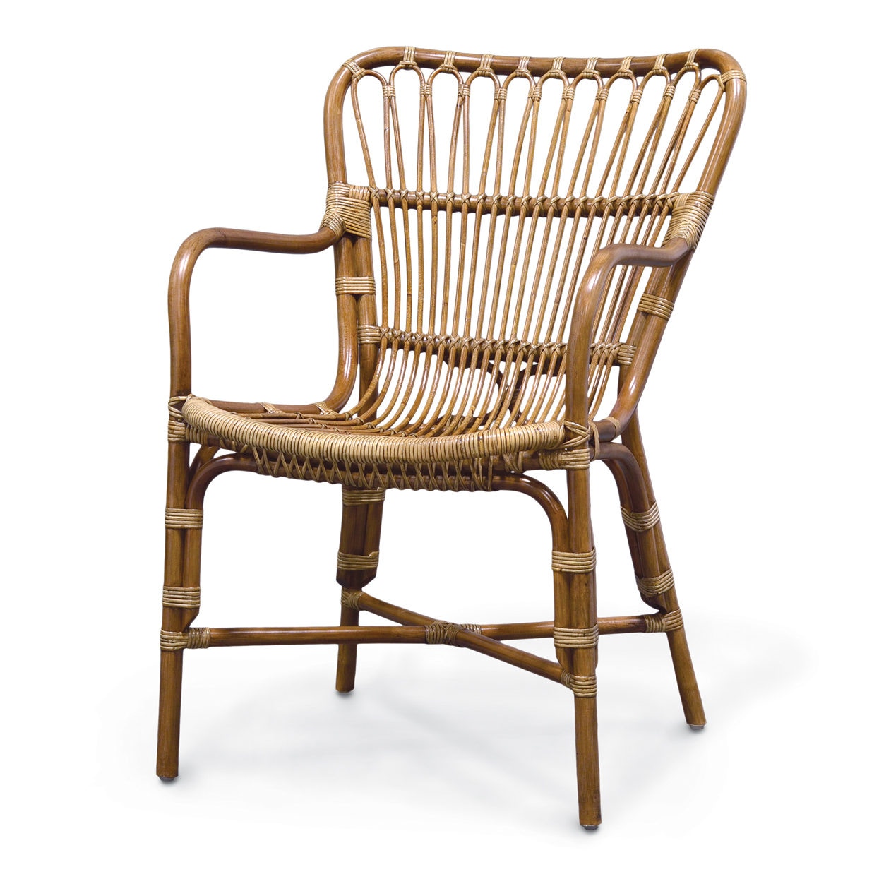  Retro Rattan Dining Arm Chair 