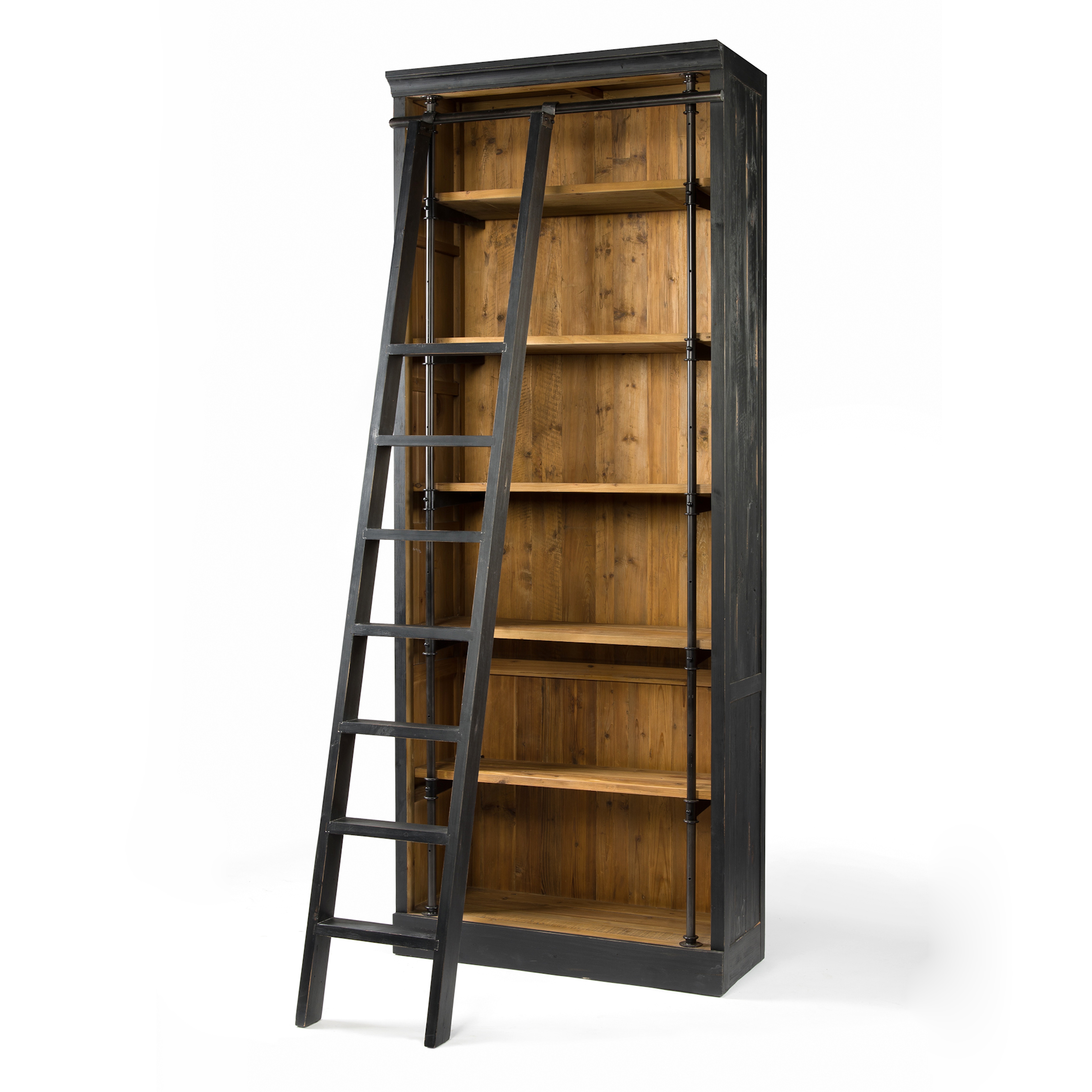  Ivy Bookcase And Ladder-Matte Black 