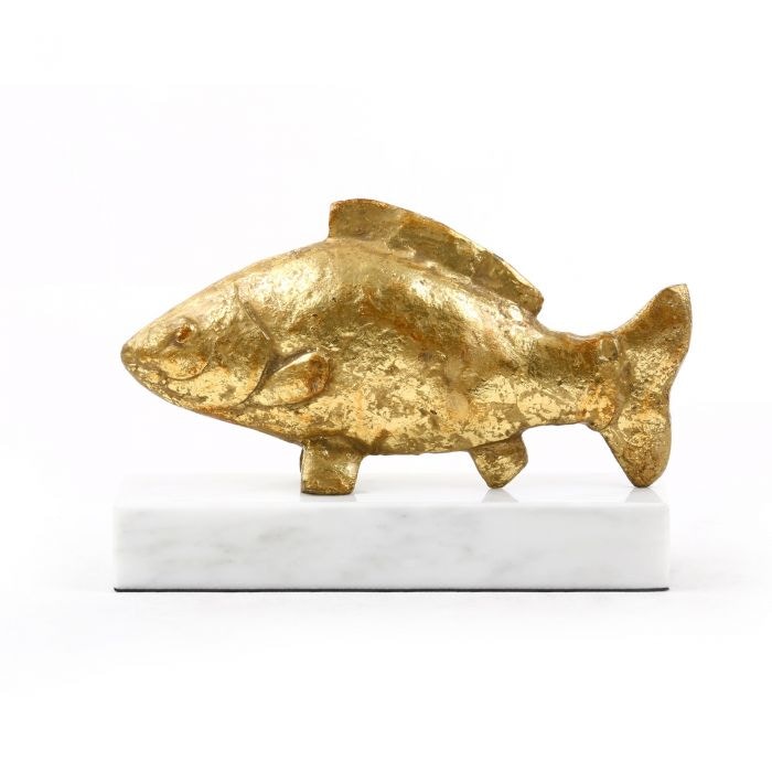  Carp Fish Statue, Gold 