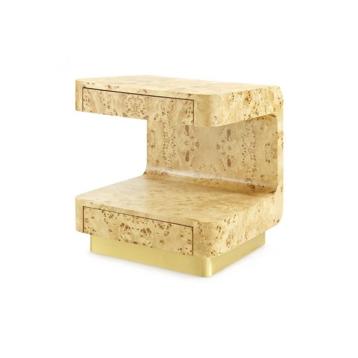  Emil 2-Drawer Side Table, Burl 