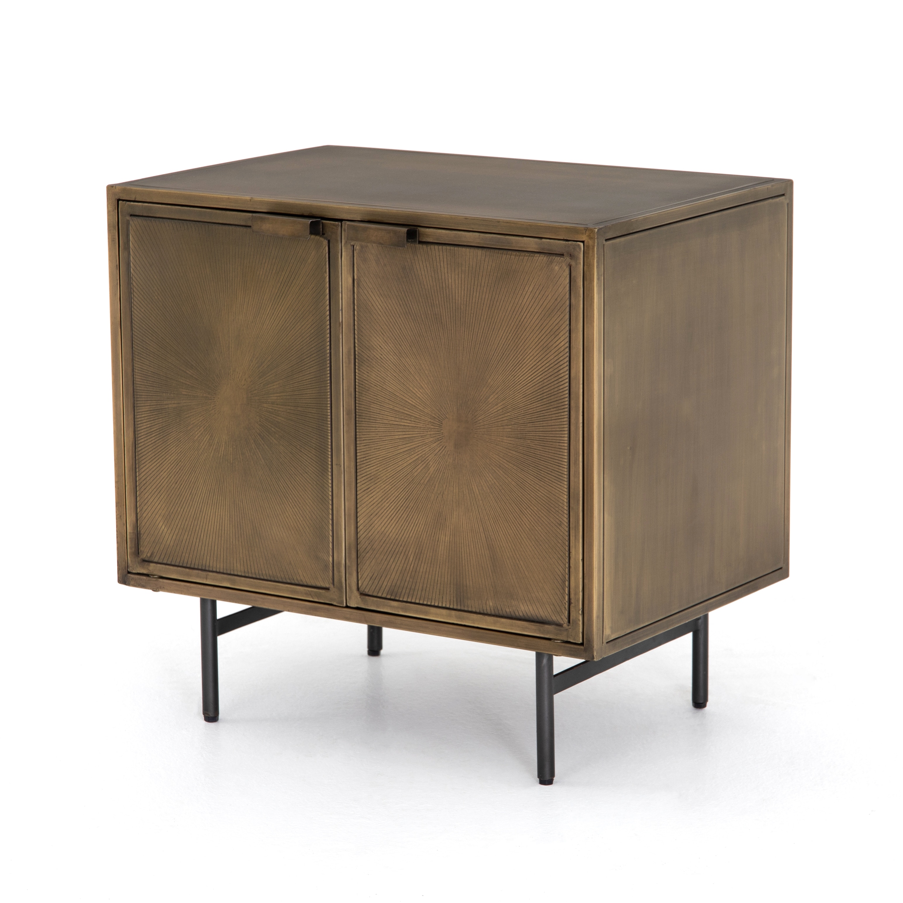  Sunburst Cabinet Nightstand-Aged Brass 