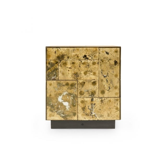  Leger Side Table, Antique Mirror & Gold 