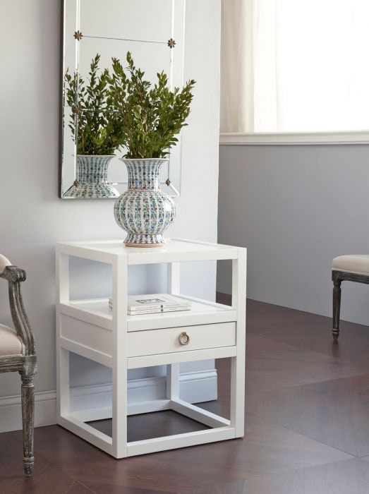  Newport 1-Drawer Side Table, White 
