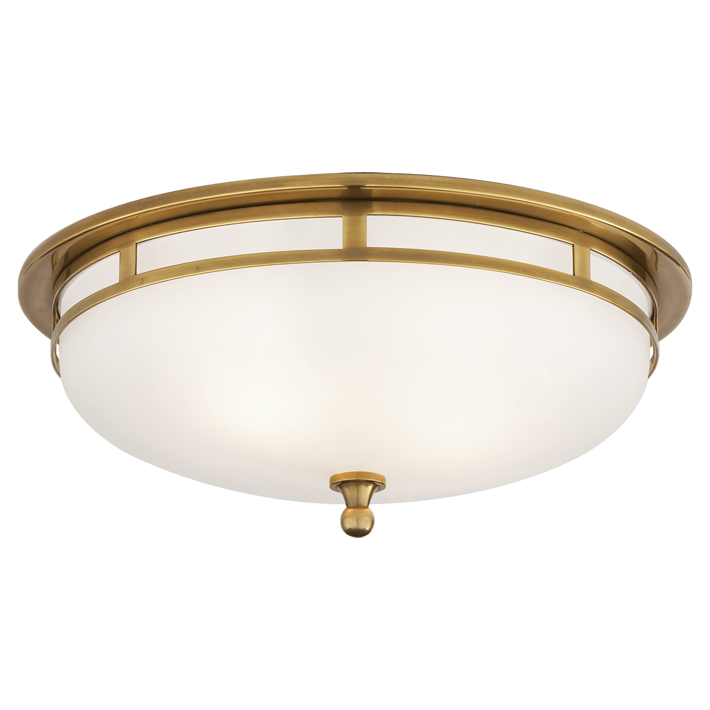 Openwork Large Flush Mount In Hand Rubbed Antique Brass With Frosted Glass