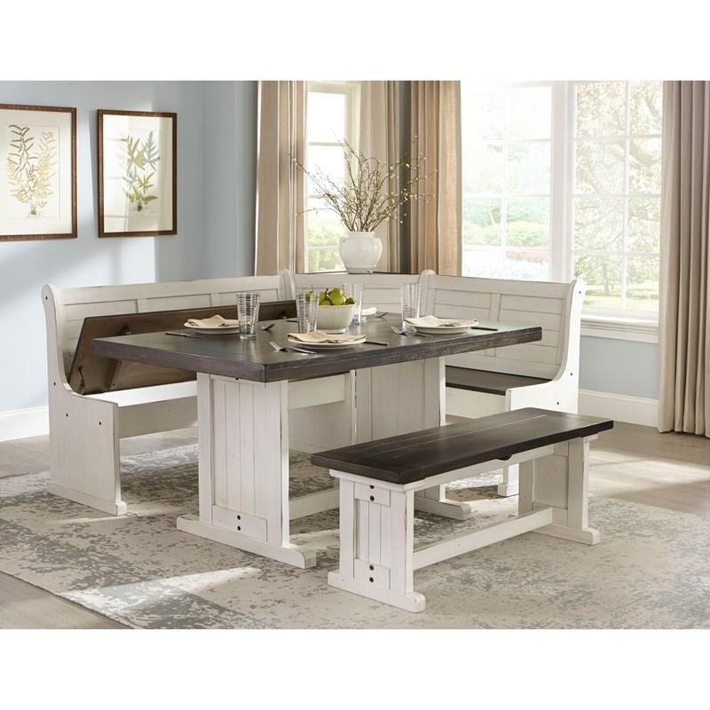 white corner nook dining set