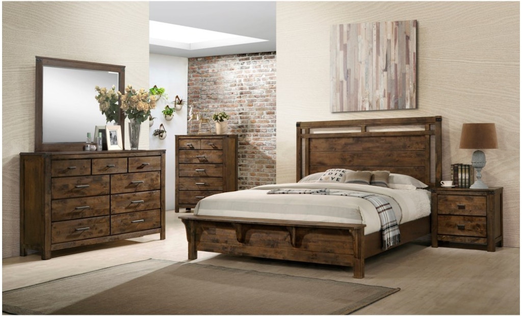 Shop Our Curtis Rustic Brown Bed W Bench Footboard Dresser Mirror And Nightstand Select Size