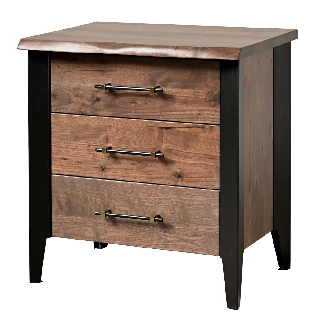 Arista Wood Uptown Live Edge Three Drawer Nightstand 308-282030/RW-BEL